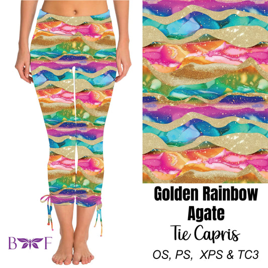 Golden Rainbow Agate side tie capris