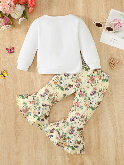 I Will FLY AWAY Butterfly Tee and Floral Print Flare Pants Kit