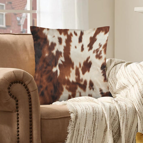 BROWN COW HIDE PRINT VELVET SOFT THROW PILLOW CASE - MADE IN THE USA! Pillow Cases