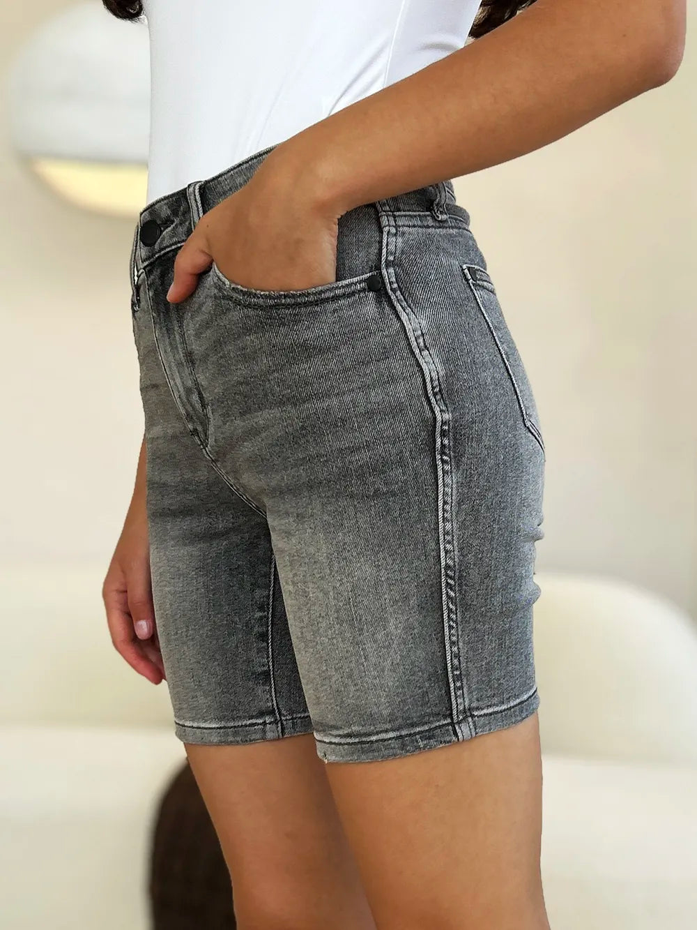 JUDY BLUE HIGH WAIST WASHED DENIM SHORTS Judy Blue Denim