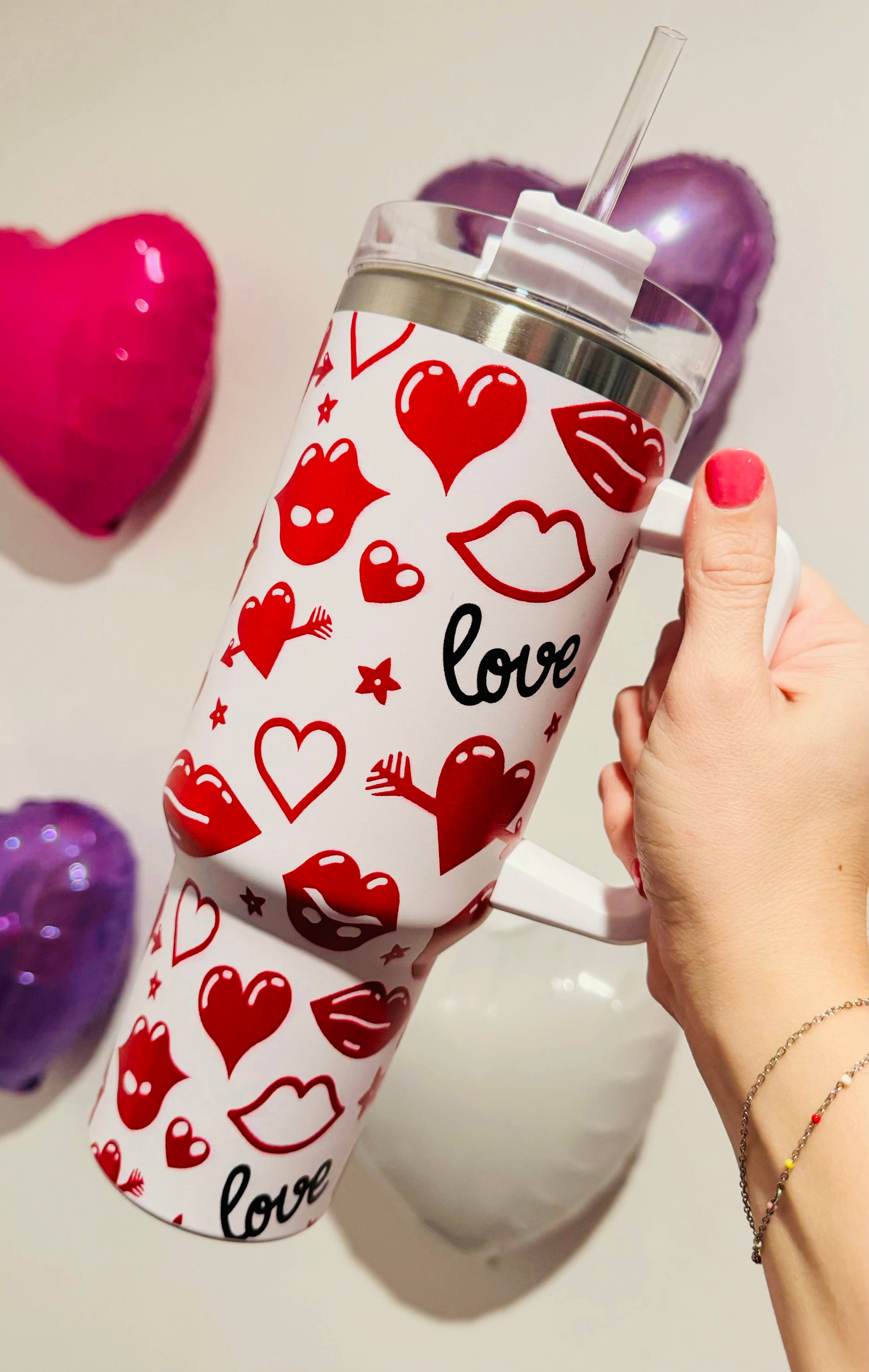 VALENTINE'S DAY WHITE KISSES 40OZ TUMBLER