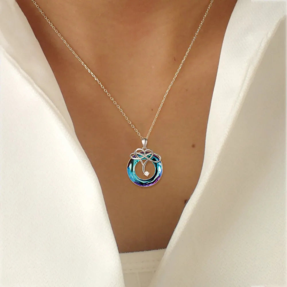 925 Sterling Silver Natural Crystal Pendant Necklace Necklace