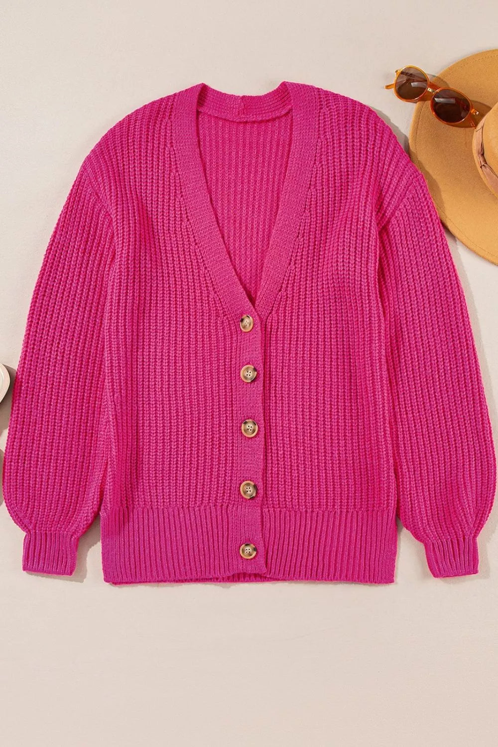 CHUNKY KNIT BUTTON-DOWN CARDIGAN Cardigan