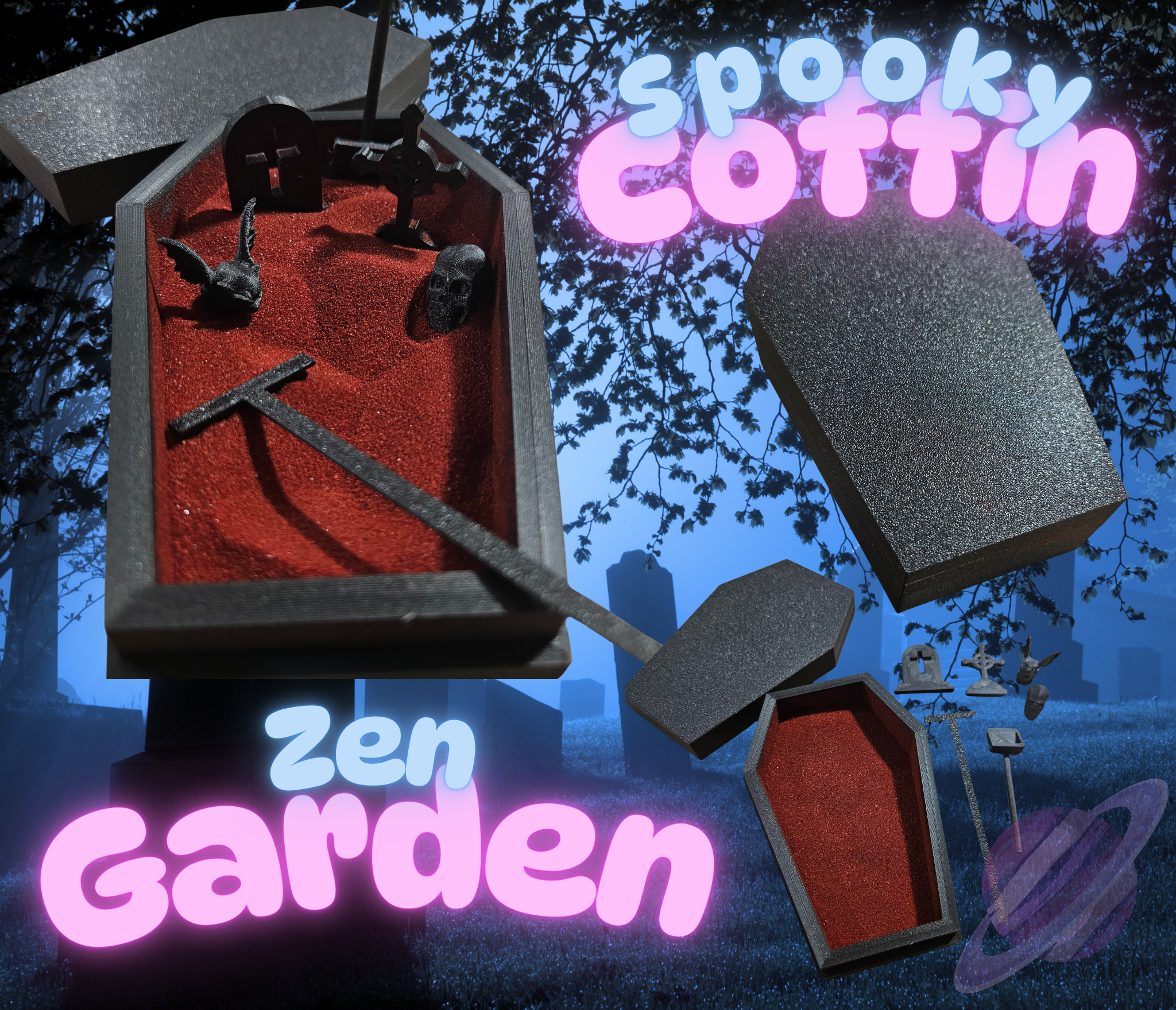 3D PRINTED SPOOKY COFFIN ZEN GARDEN 3D Printing