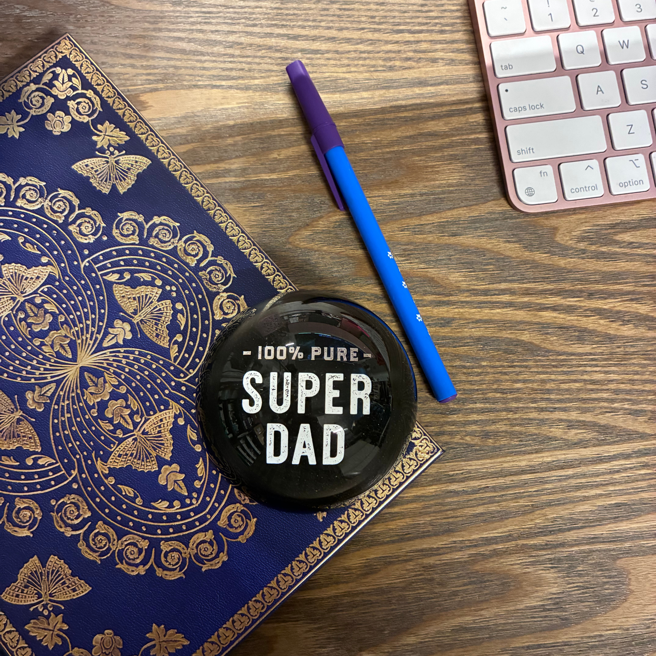 100% Pure Super Dad Glass Dome Paperweight | In a Gift Box