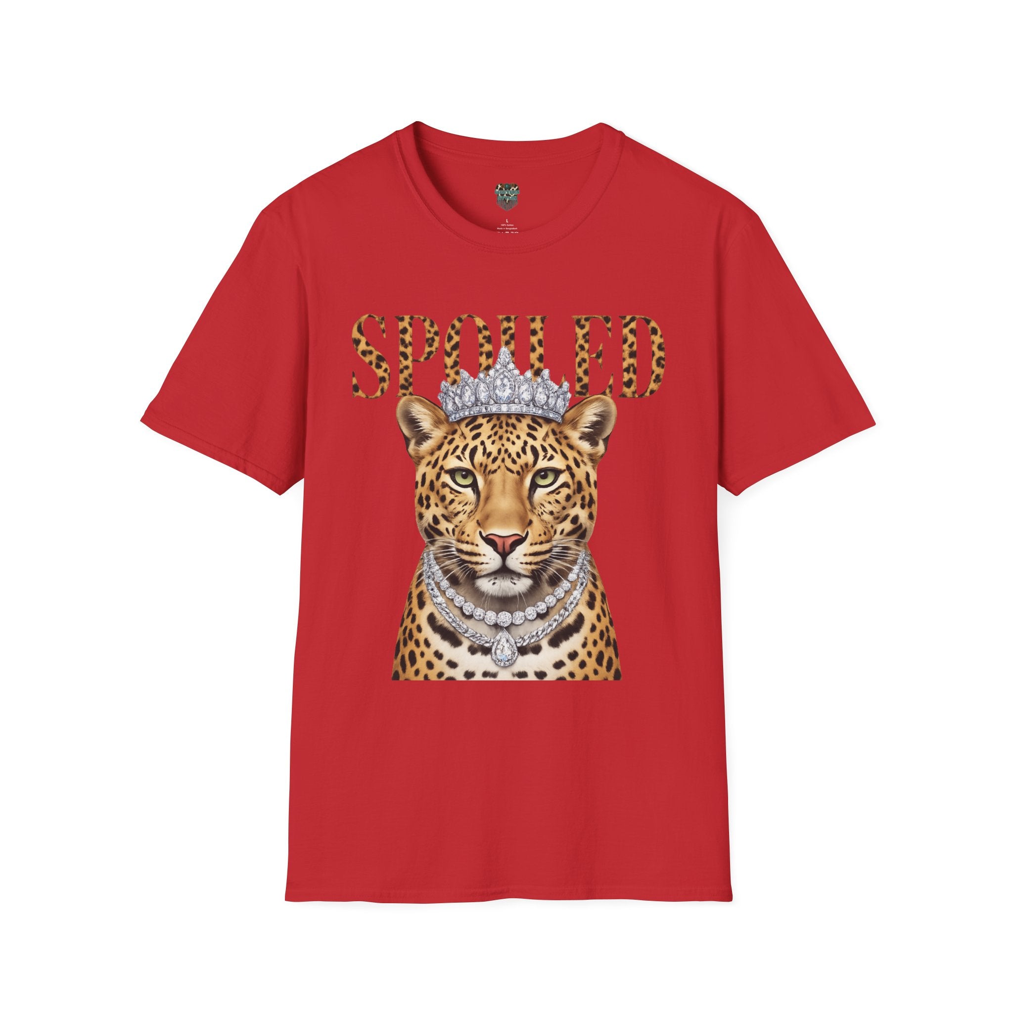 SPOILED LEOPARD T-SHIRT - LEOPARD PORTRAIT WITH CROWN AND JEWELRY GRAPHIC TEE T-Shirt