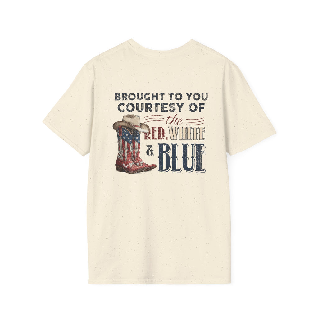 CUSTOM TSHIRT - "WE'LL PUT A BOOT IN YOUR ASS" AMERICAN FLAG COWBOY BOOTS PATRIOTIC TEE - FRONT AND BACK DESIGN T-Shirt