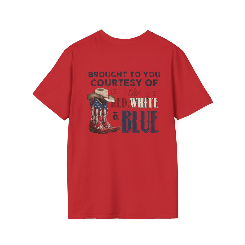CUSTOM TSHIRT - "WE'LL PUT A BOOT IN YOUR ASS" AMERICAN FLAG COWBOY BOOTS PATRIOTIC TEE - FRONT AND BACK DESIGN T-Shirt