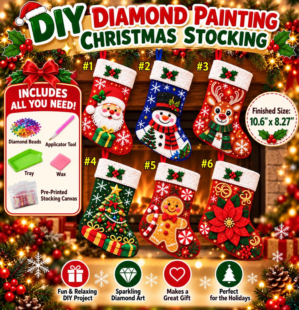 PREORDER ITEM (SEE DETAILS) DIY DIAMOND PAINTING CHRISTMAS STOCKING KIT | GREAT FOR ALL AGES CRAFT KIT