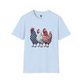 PATRIOTIC FARM CHICKENS TSHIRT - AMERICAN FLAG ROOSTER TRIO GRAPHIC TEE T-Shirt