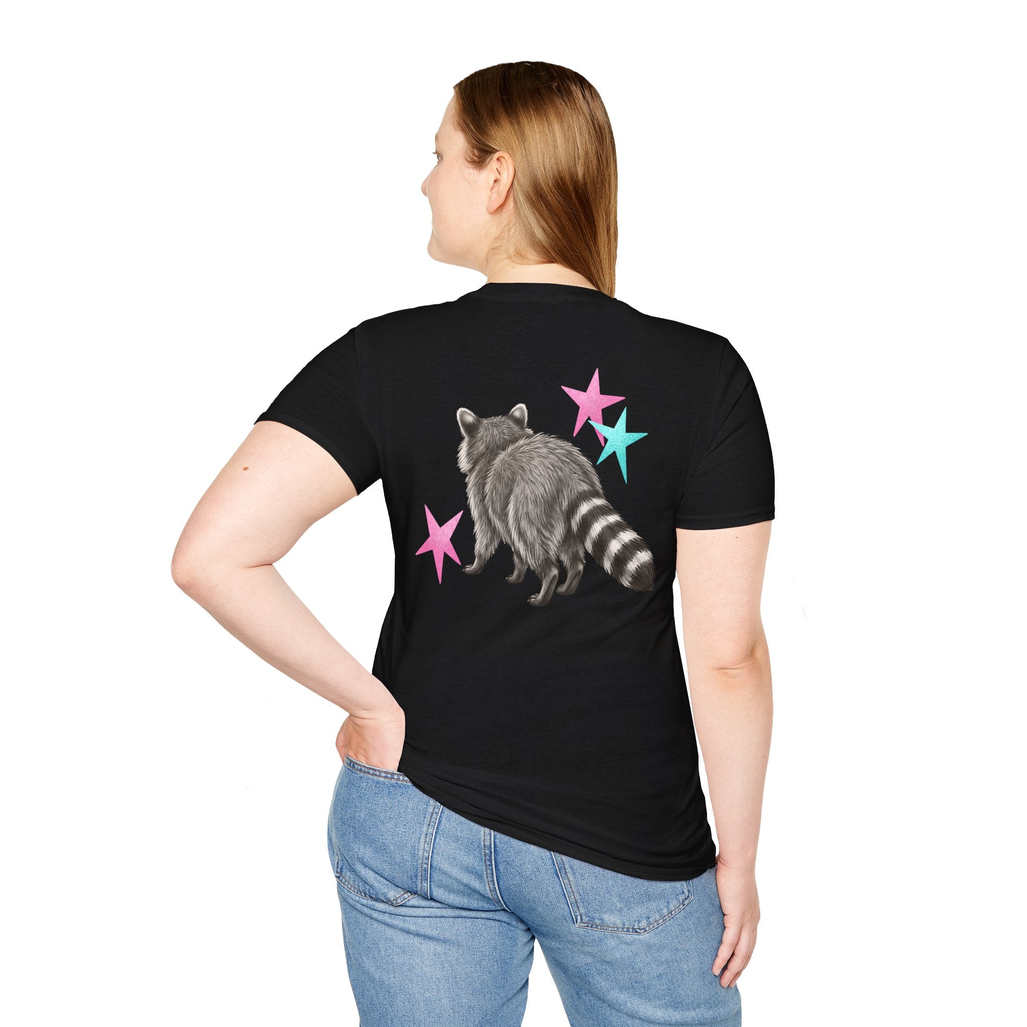 SEE YOU SOON, RACCOON TSHIRT - RETRO STARS GRAPHIC TEE (FRONT AND BACK) T-Shirt