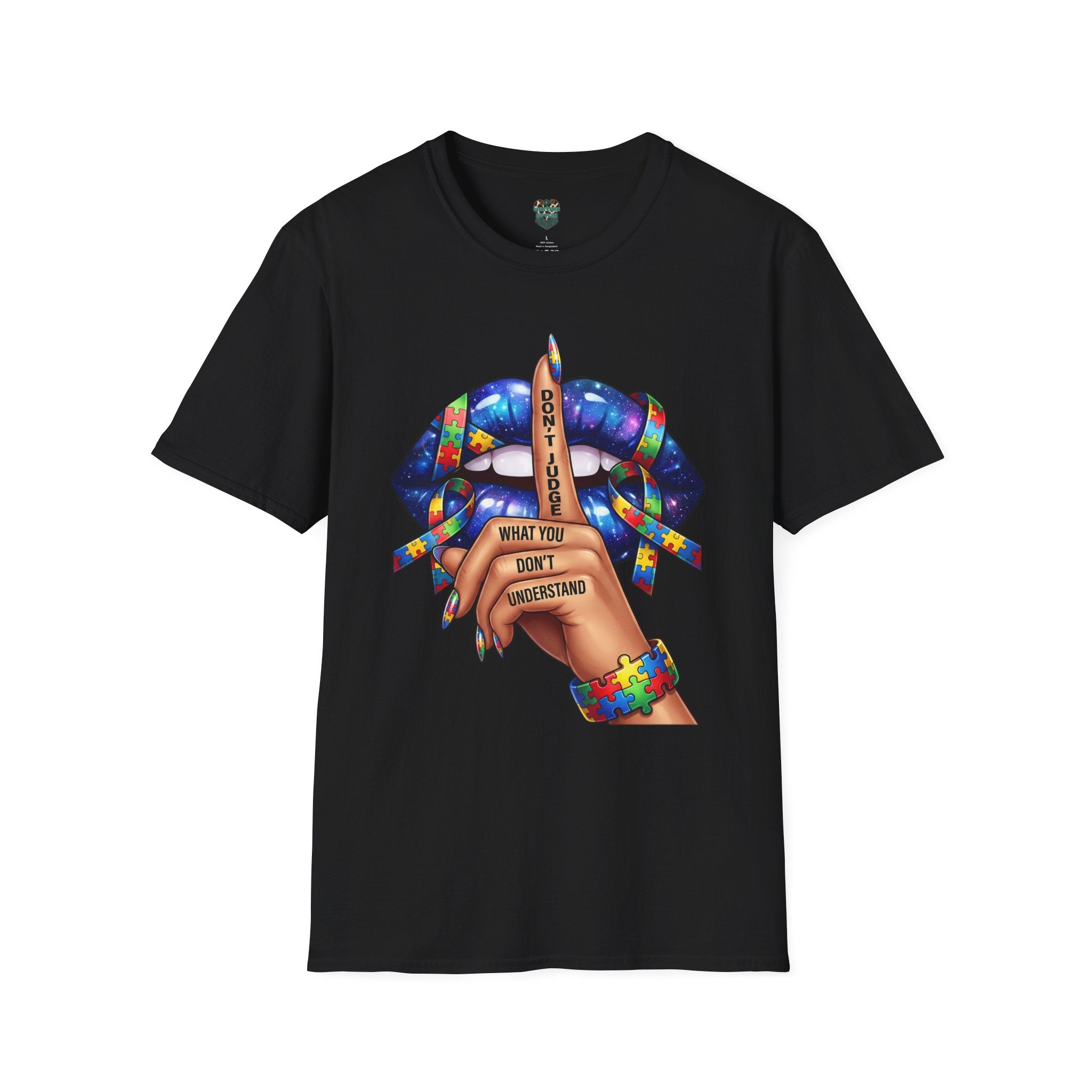 AUTISM AWARENESS LIP ART CUSTOM TSHIRT - "DON'T JUDGE WHAT YOU DON'T UNDERSTAND" T-Shirt