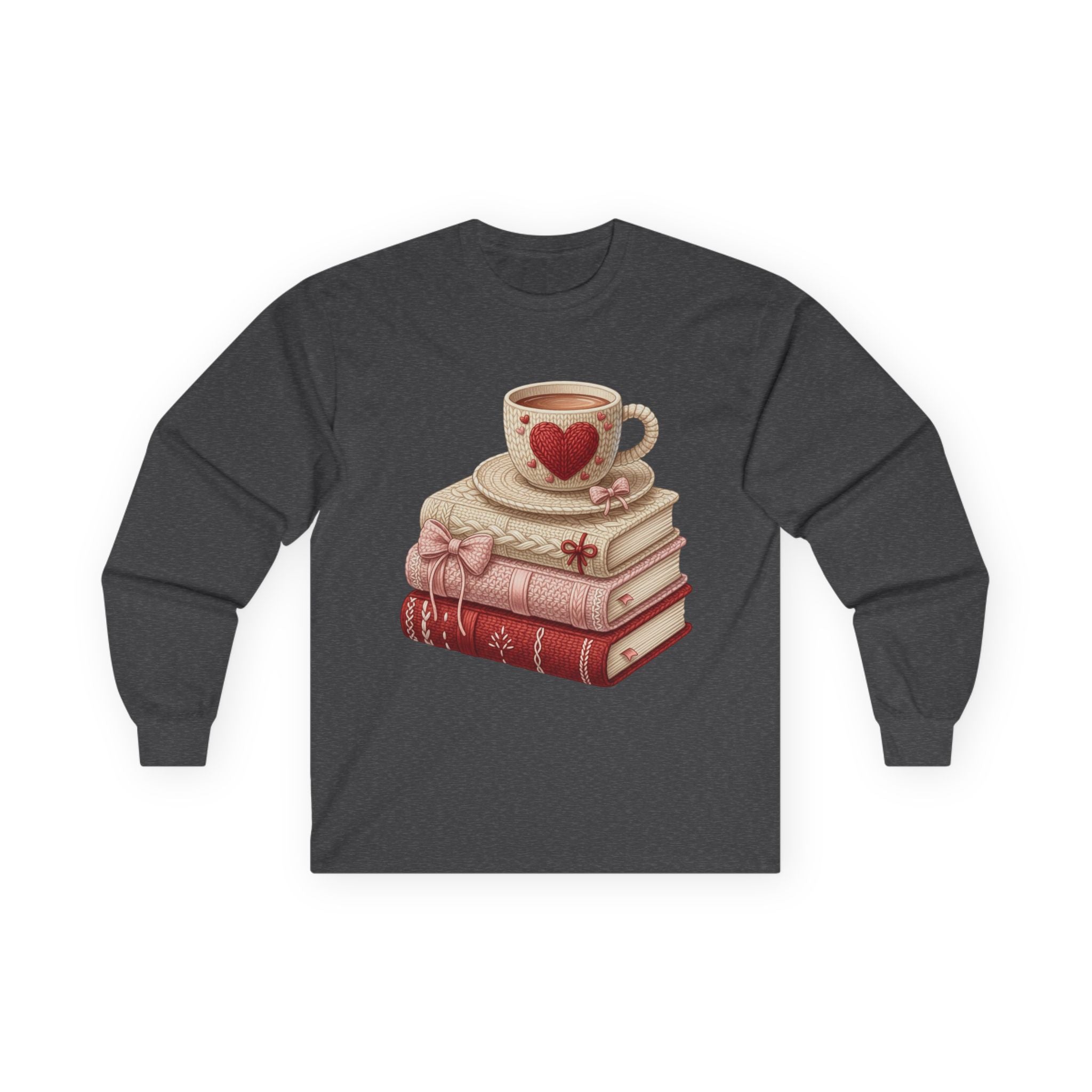 COZY BOOKS AND COFFEE LONG SLEEVE CUSTOM TEE Long-sleeve