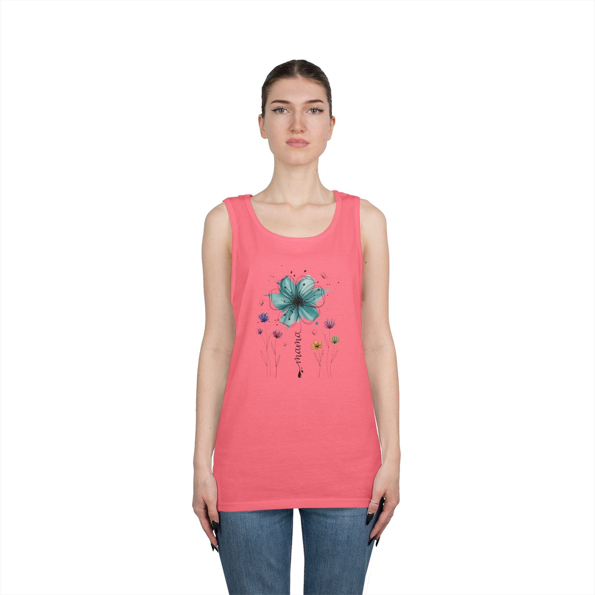 FLORAL DREAM TEAL LOTUS TANK Tank Top
