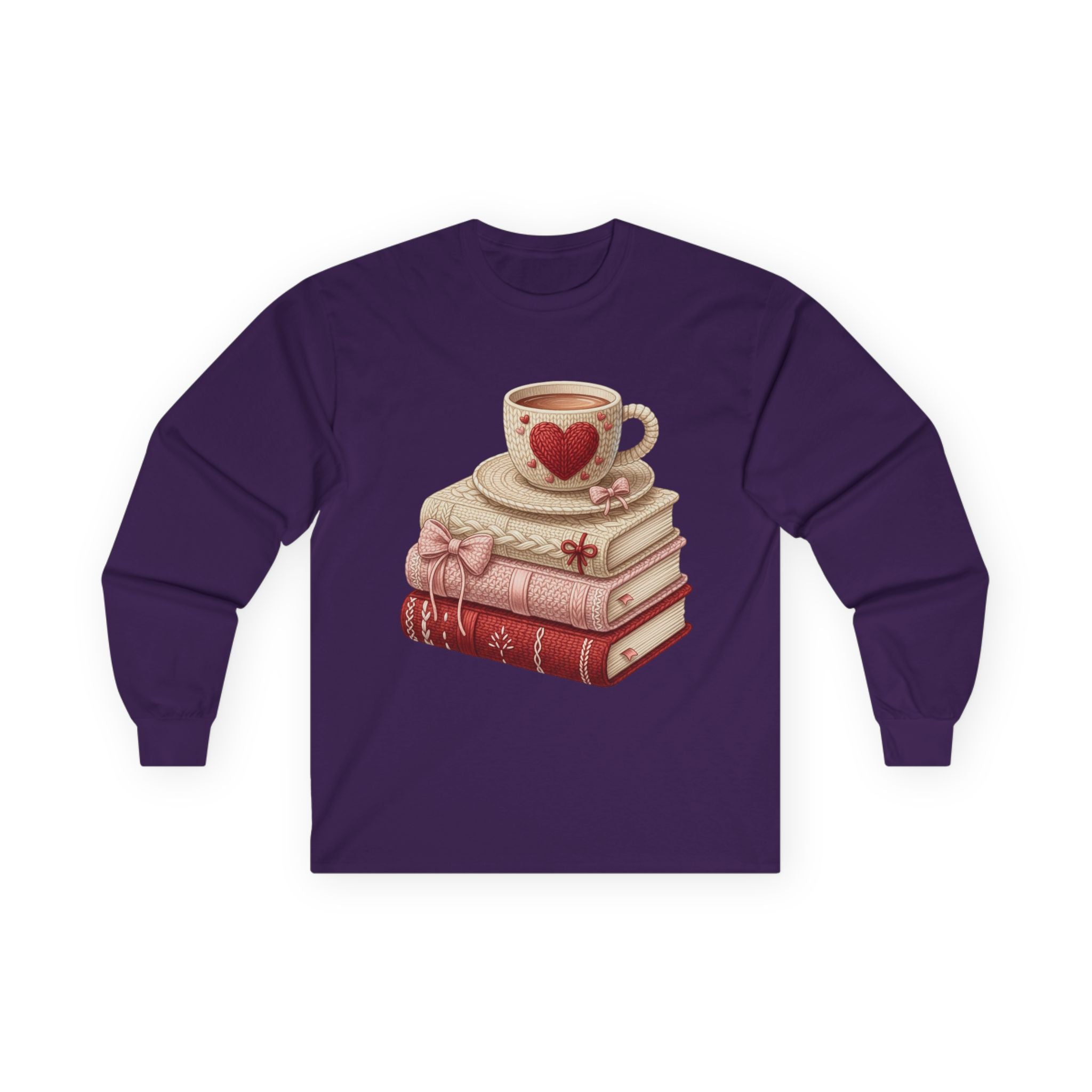 COZY BOOKS AND COFFEE LONG SLEEVE CUSTOM TEE Long-sleeve