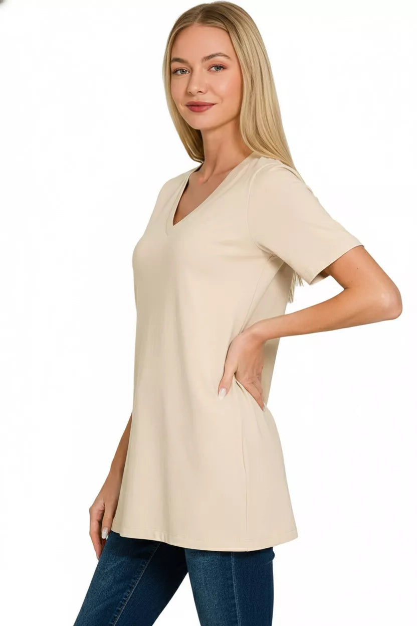 ZENANA V-NECK SHORT SLEEVE TEE Tshirts