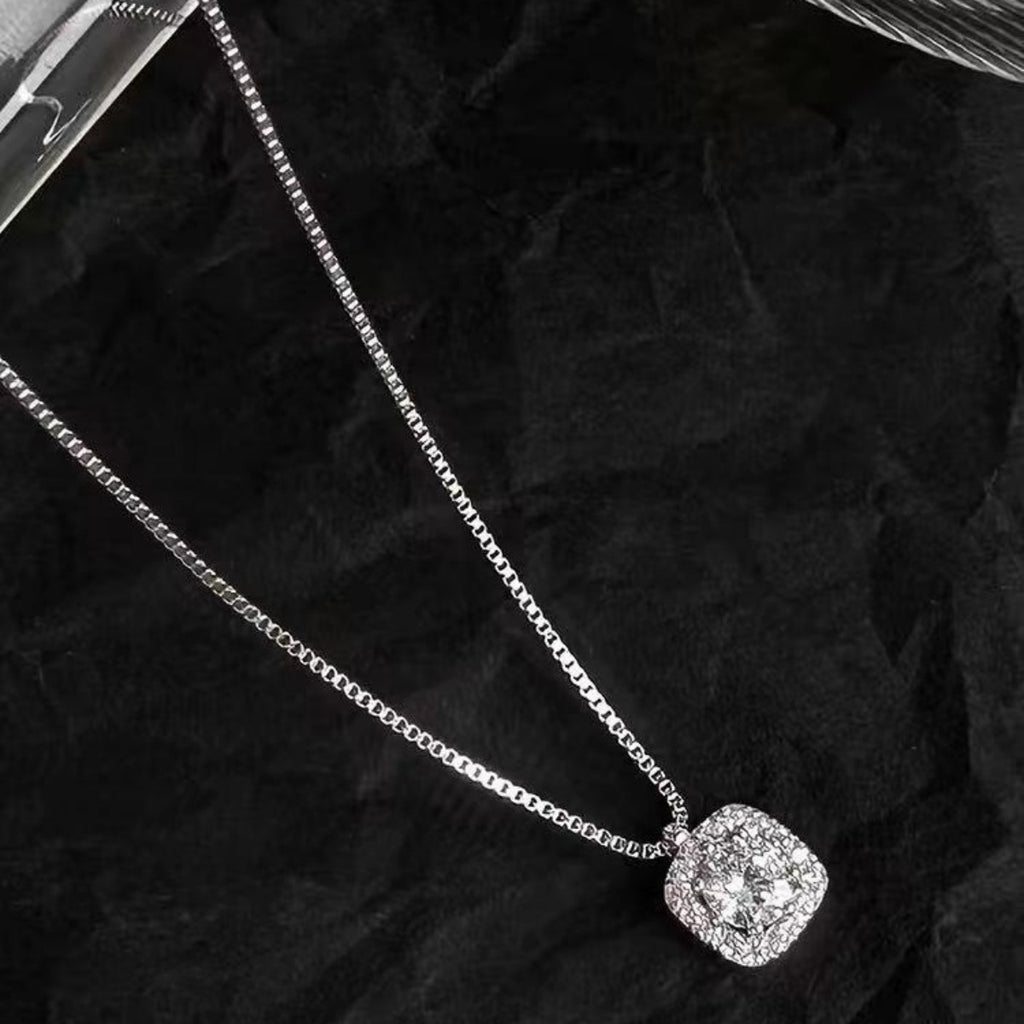 925 Sterling Silver Square Pendant Necklace