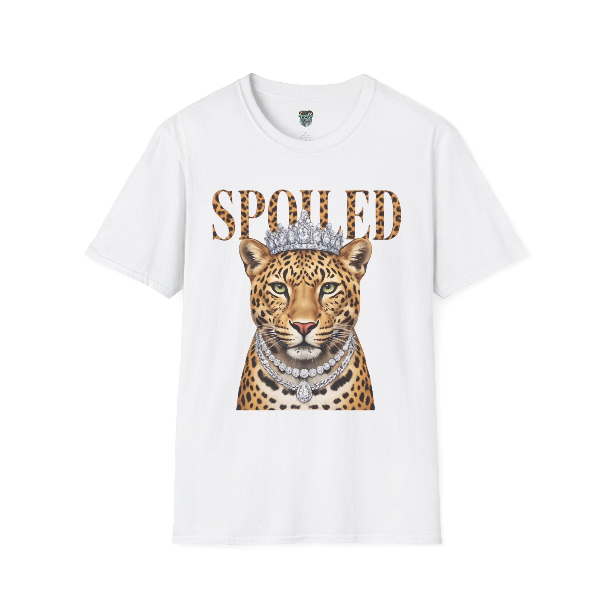 SPOILED LEOPARD T-SHIRT - LEOPARD PORTRAIT WITH CROWN AND JEWELRY GRAPHIC TEE T-Shirt