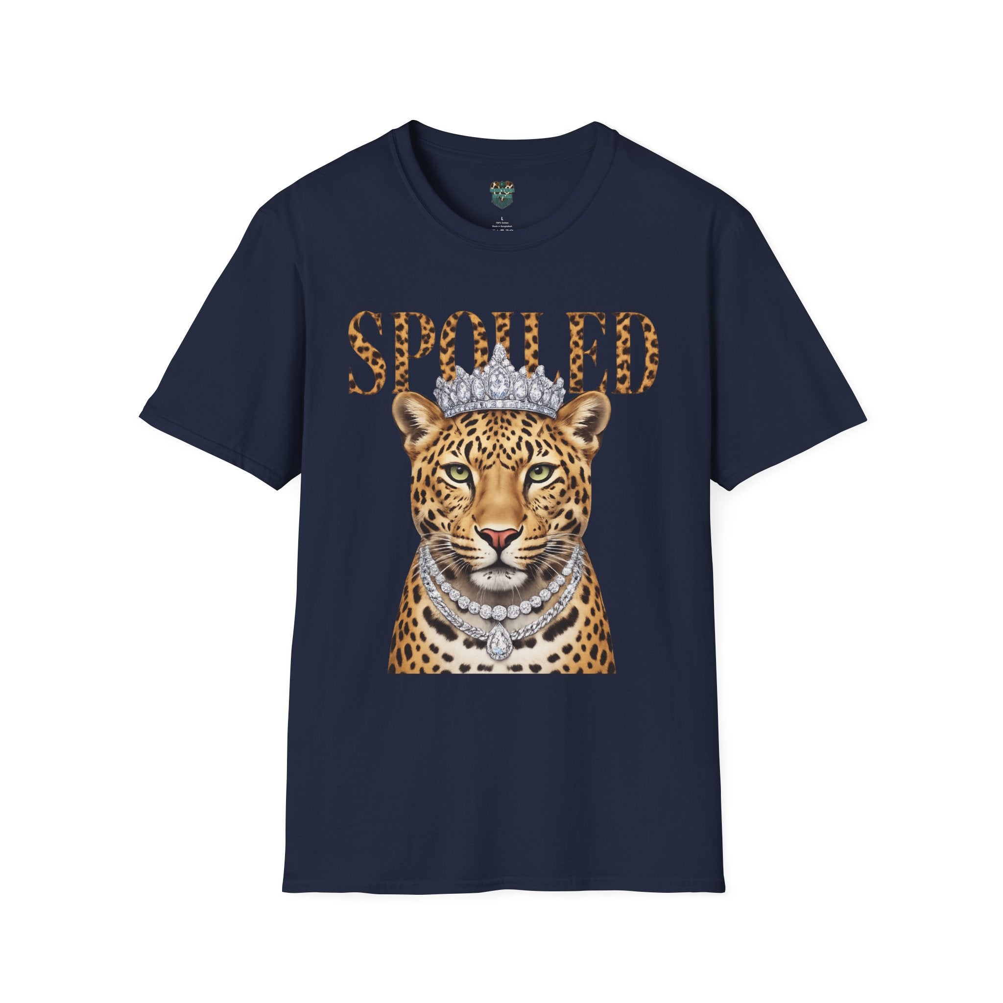 SPOILED LEOPARD T-SHIRT - LEOPARD PORTRAIT WITH CROWN AND JEWELRY GRAPHIC TEE T-Shirt