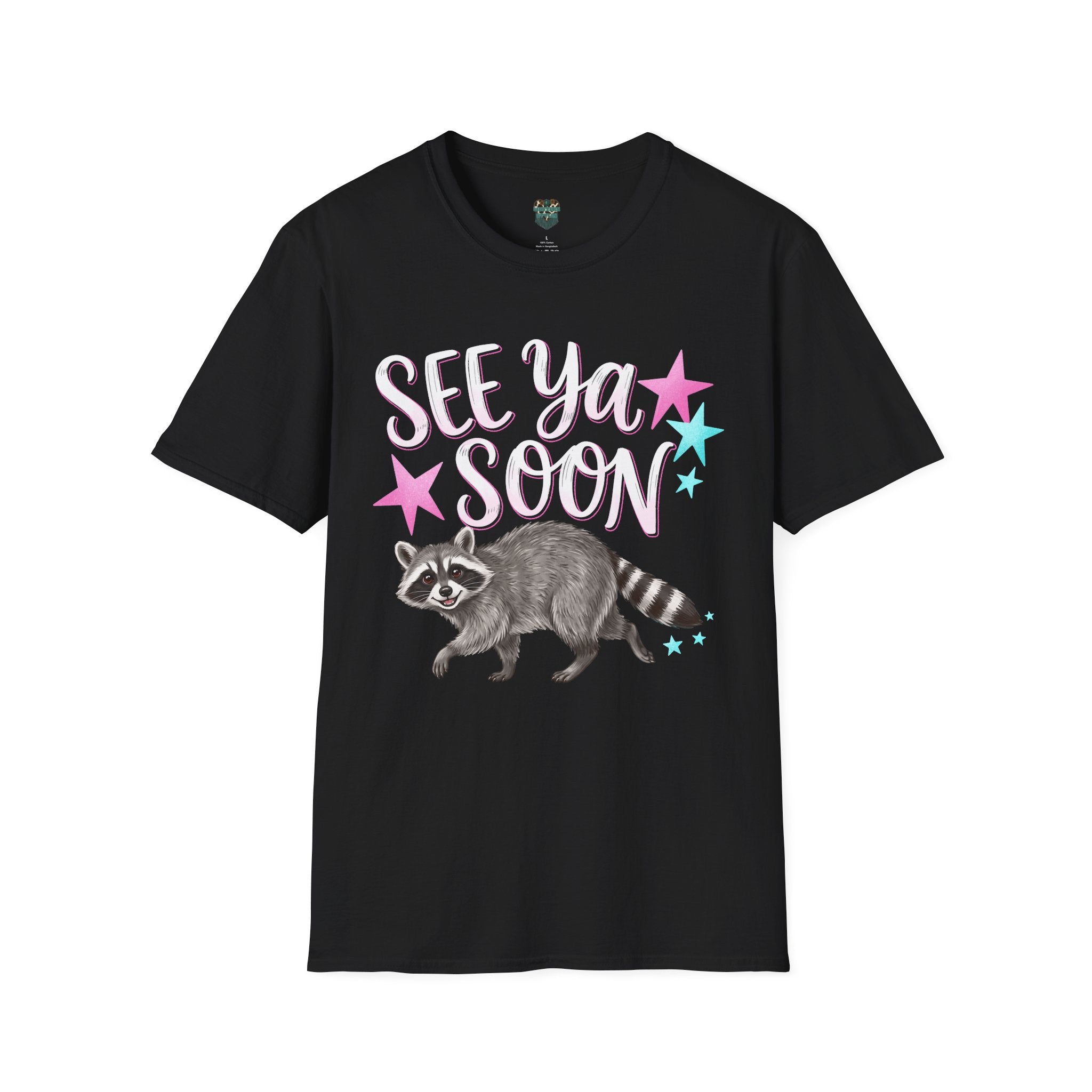 SEE YOU SOON, RACCOON TSHIRT - RETRO STARS GRAPHIC TEE (FRONT AND BACK) T-Shirt