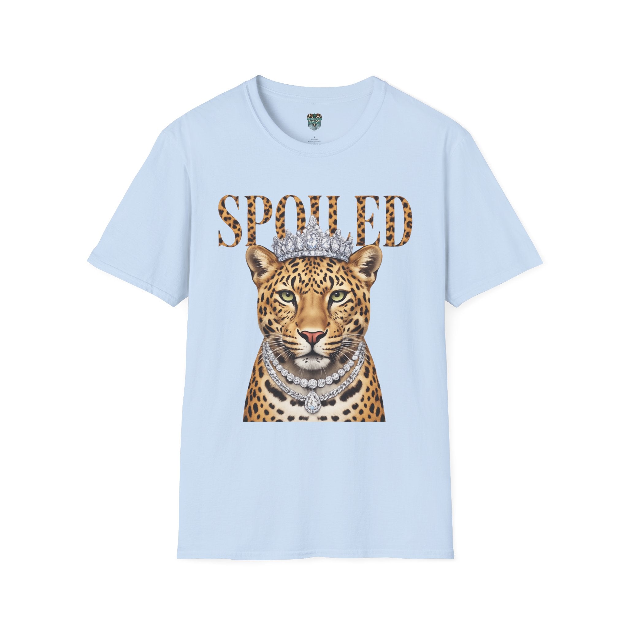 SPOILED LEOPARD T-SHIRT - LEOPARD PORTRAIT WITH CROWN AND JEWELRY GRAPHIC TEE T-Shirt