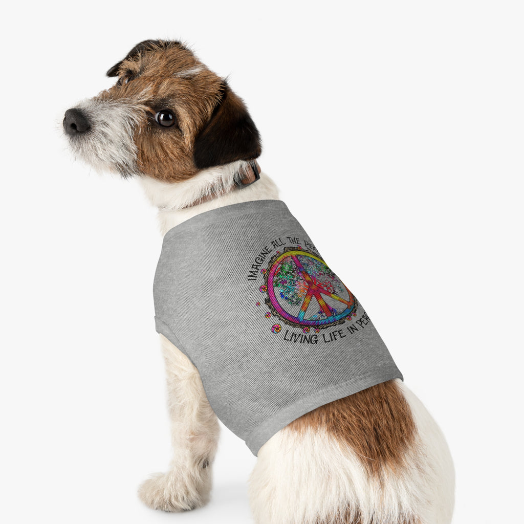 PEACE SIGN PET TANK TOP - "IMAGINE ALL THE PEOPLE, LIVING LIFE IN PEACE" COLORFUL HIPPIE CUSTOM TEE Pets