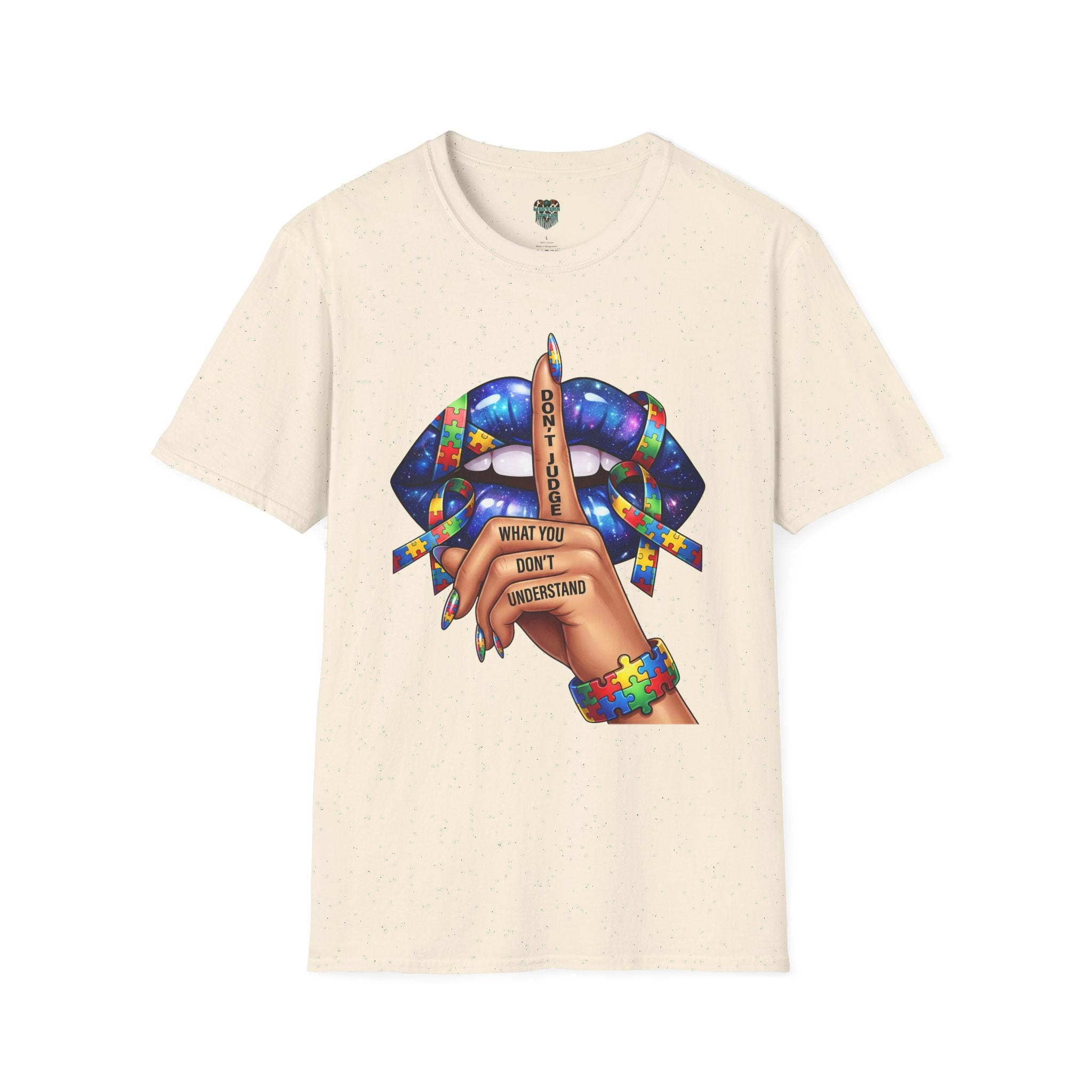 AUTISM AWARENESS LIP ART CUSTOM TSHIRT - "DON'T JUDGE WHAT YOU DON'T UNDERSTAND" T-Shirt