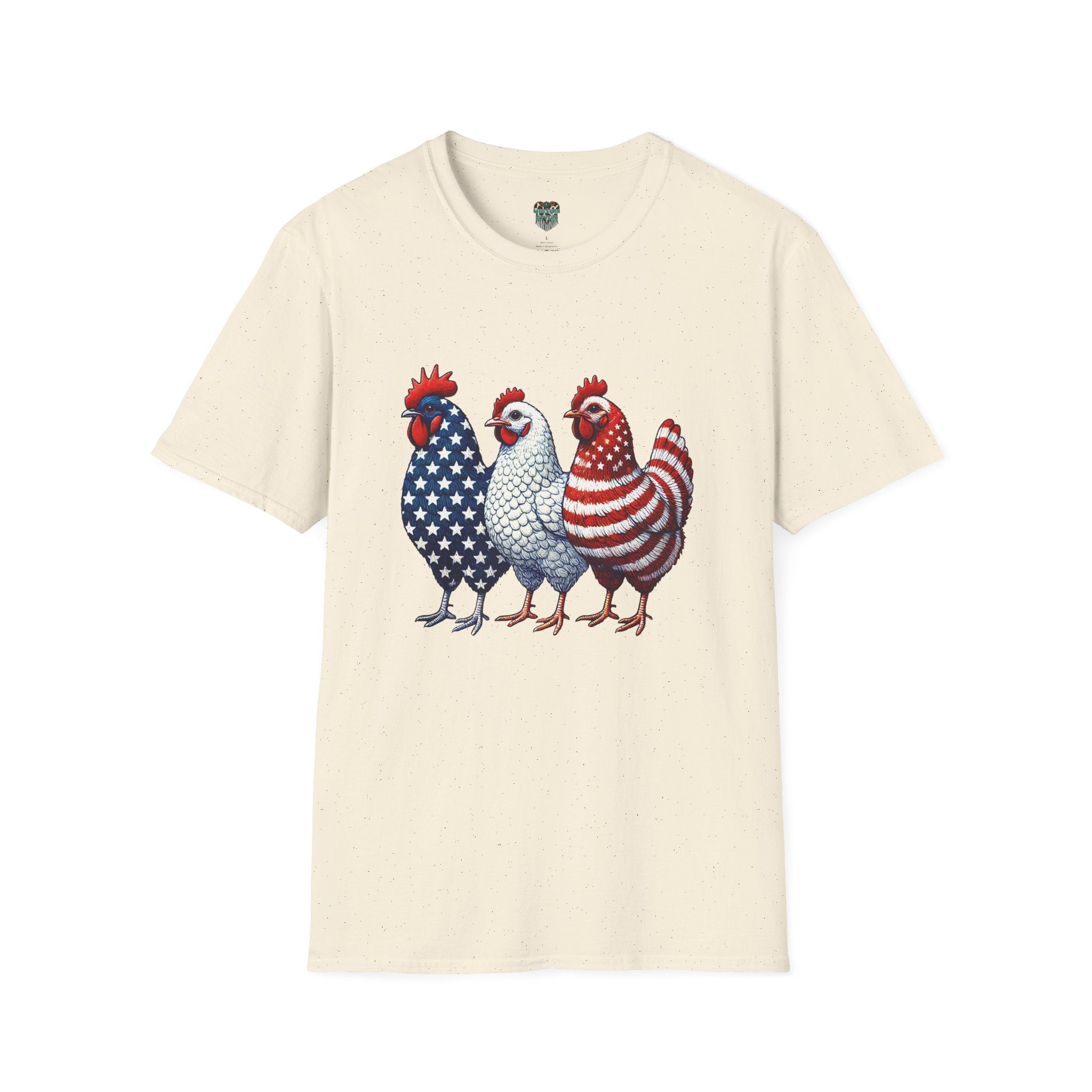 PATRIOTIC FARM CHICKENS TSHIRT - AMERICAN FLAG ROOSTER TRIO GRAPHIC TEE T-Shirt