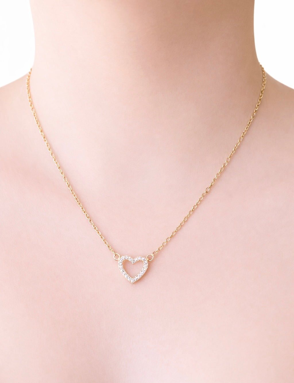NATALIE GOLD OPEN HEART NECKLACE - 18" Necklace