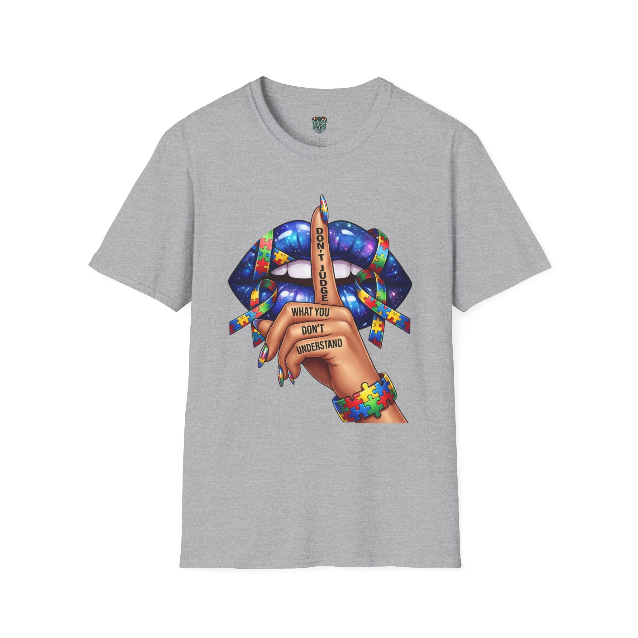 AUTISM AWARENESS LIP ART CUSTOM TSHIRT - "DON'T JUDGE WHAT YOU DON'T UNDERSTAND" T-Shirt