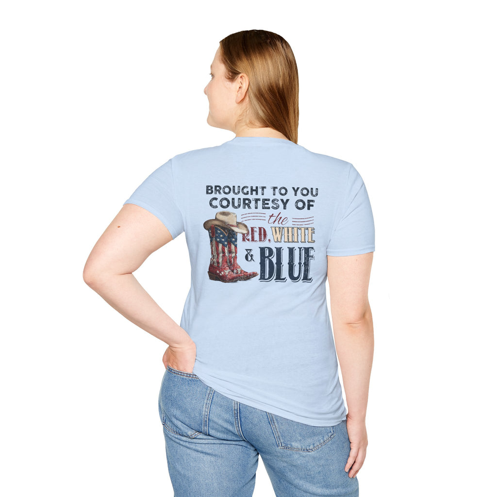 CUSTOM TSHIRT - "WE'LL PUT A BOOT IN YOUR ASS" AMERICAN FLAG COWBOY BOOTS PATRIOTIC TEE - FRONT AND BACK DESIGN T-Shirt