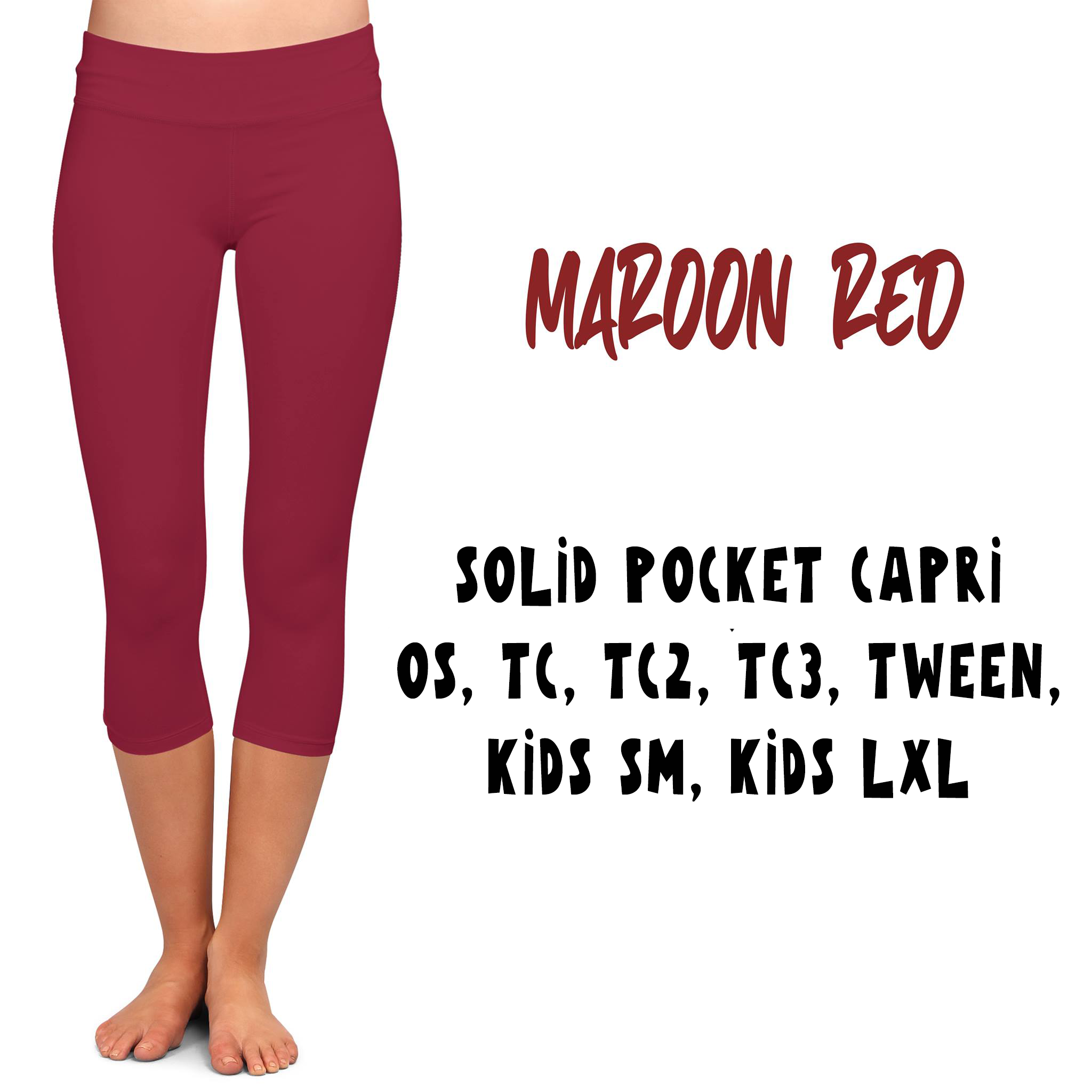 SPC RUN-MAROON- POCKET CAPRI- 2 OPTIONS capri