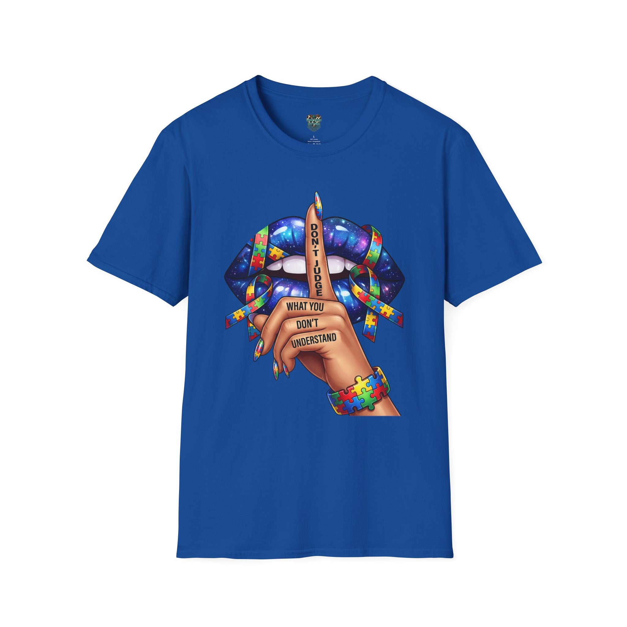 AUTISM AWARENESS LIP ART CUSTOM TSHIRT - "DON'T JUDGE WHAT YOU DON'T UNDERSTAND" T-Shirt