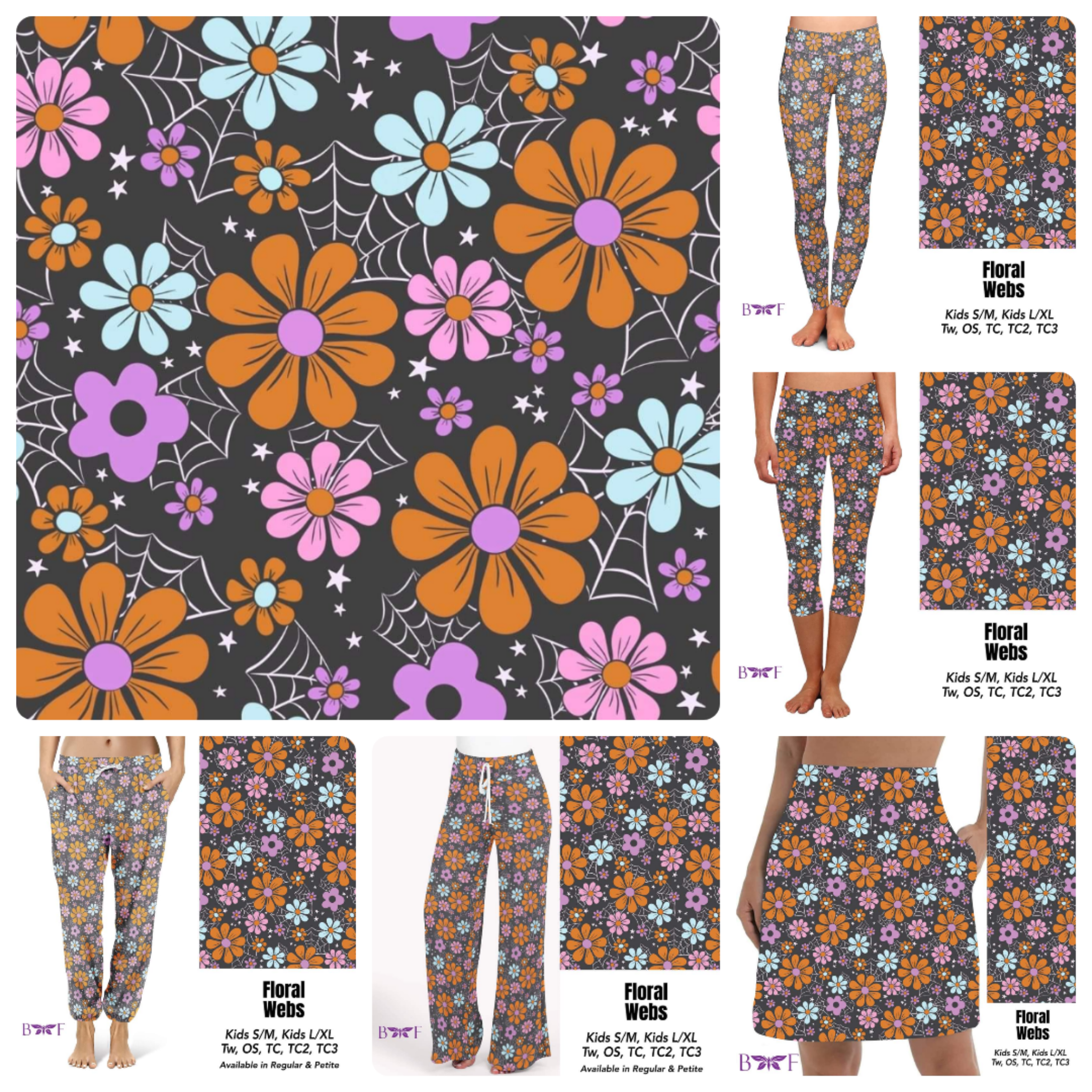 Floral Webs Leggings and Skorts with pockets