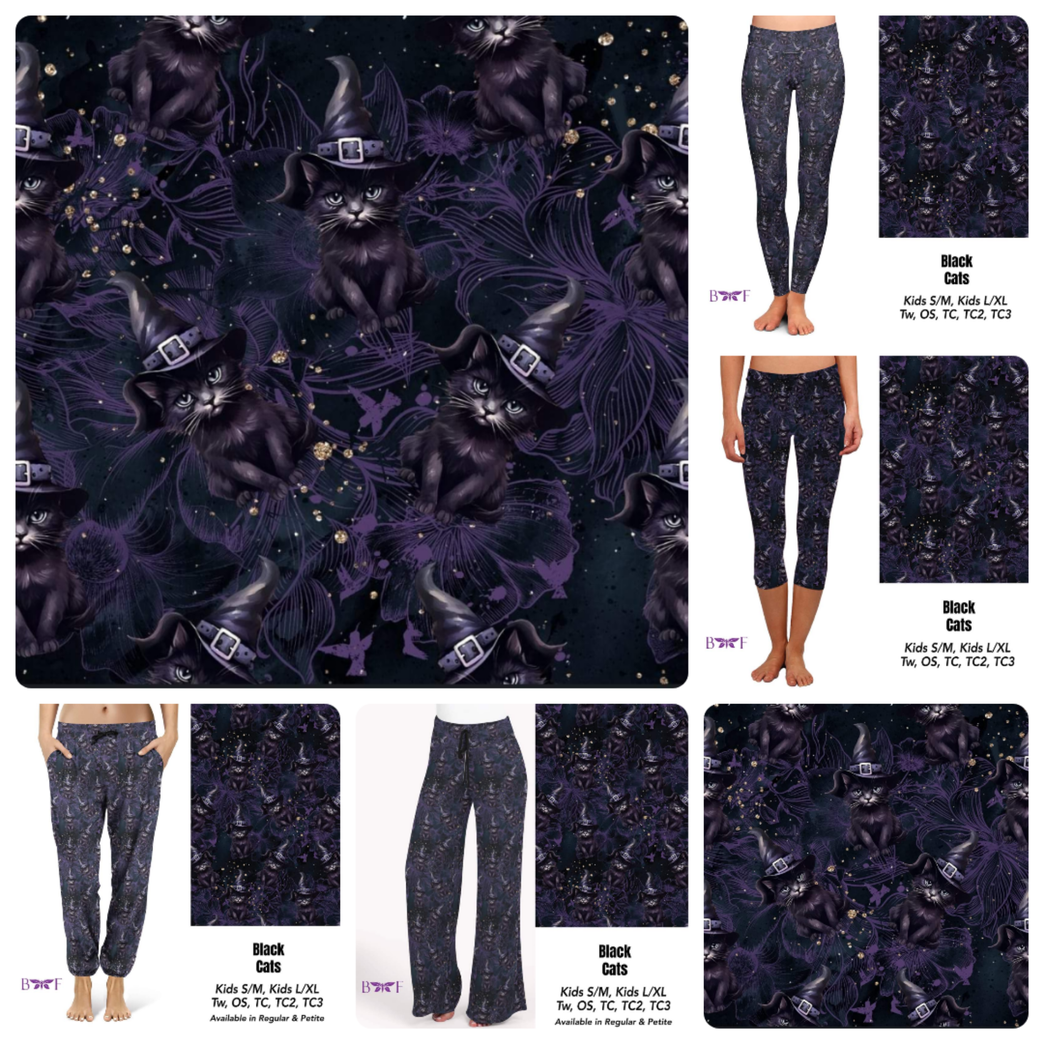 Black Cats Capris and Skorts with pockets