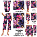 Inky Fuschia Floral leggings and capris with pockets