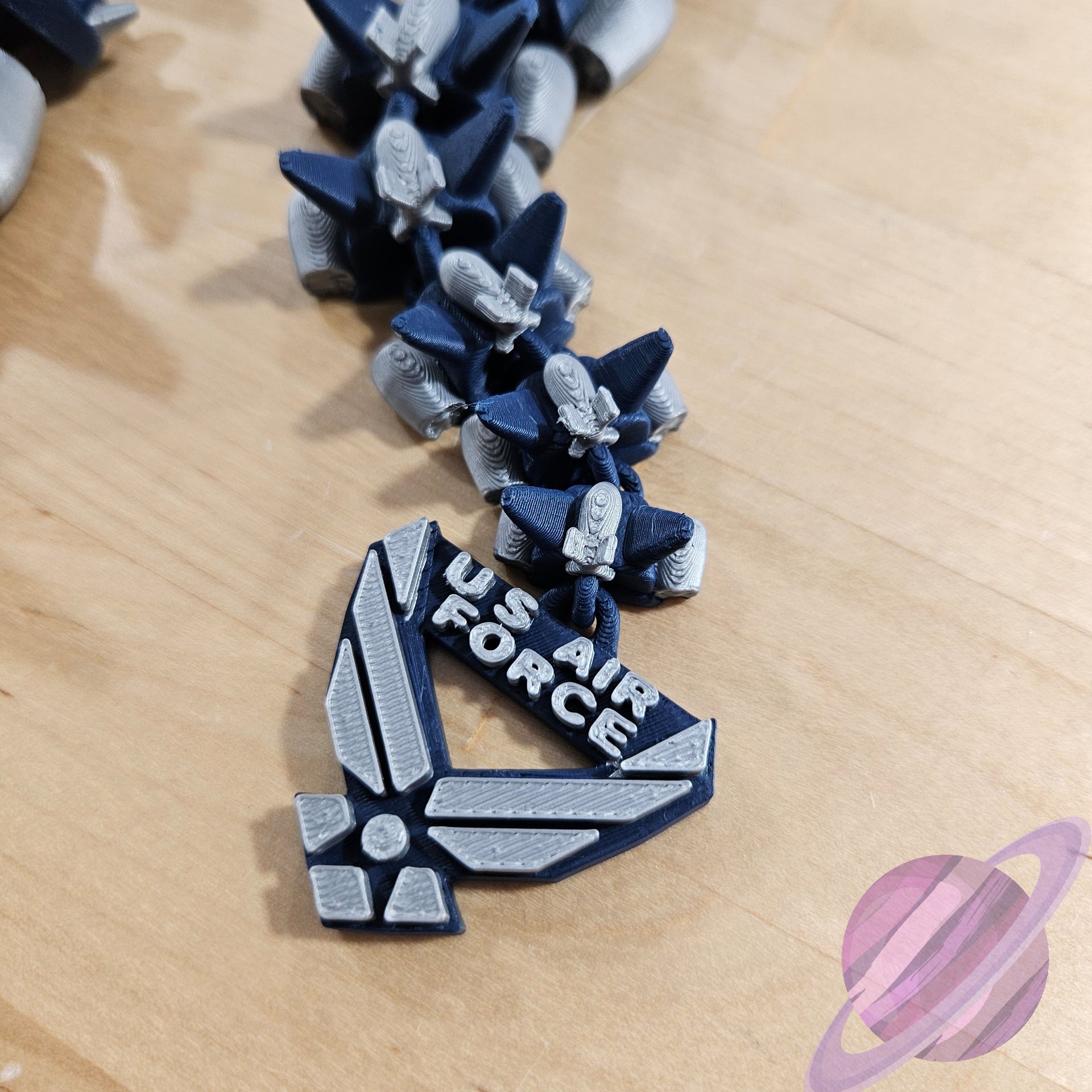 US Air Force emblem on a wooden surface