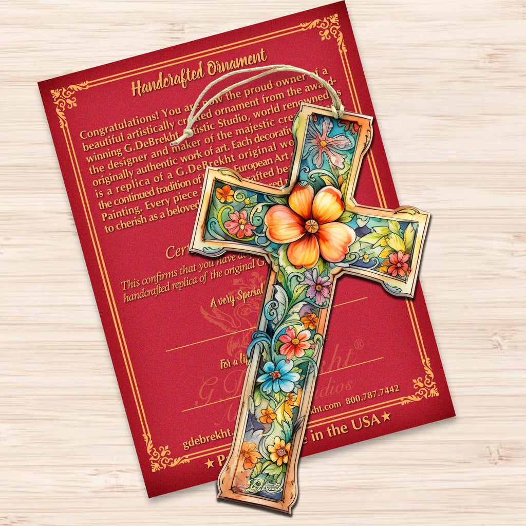 BLOSSOM CROSS WOODEN ORNAMENTS | HANDCRAFTED KEEPSAKES MADE IN THE USA Wooden Ornaments