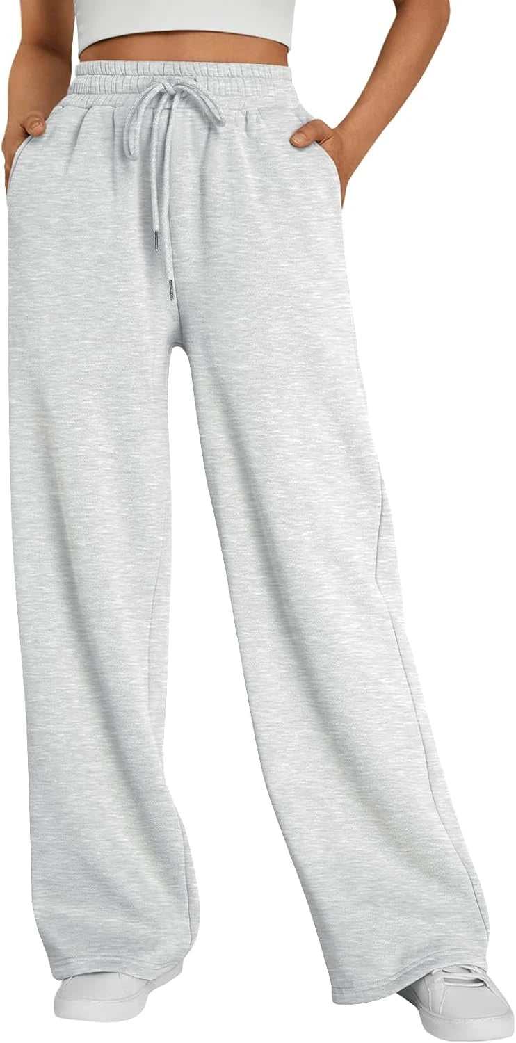FLEECE LINED WIDE LEG SWEATPANTS - LET'S TALK COMFY