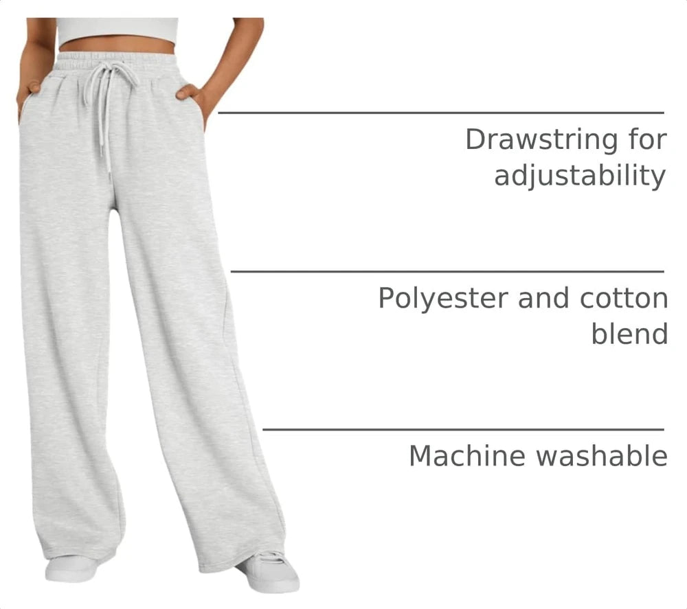 FLEECE LINED WIDE LEG SWEATPANTS - LET'S TALK COMFY