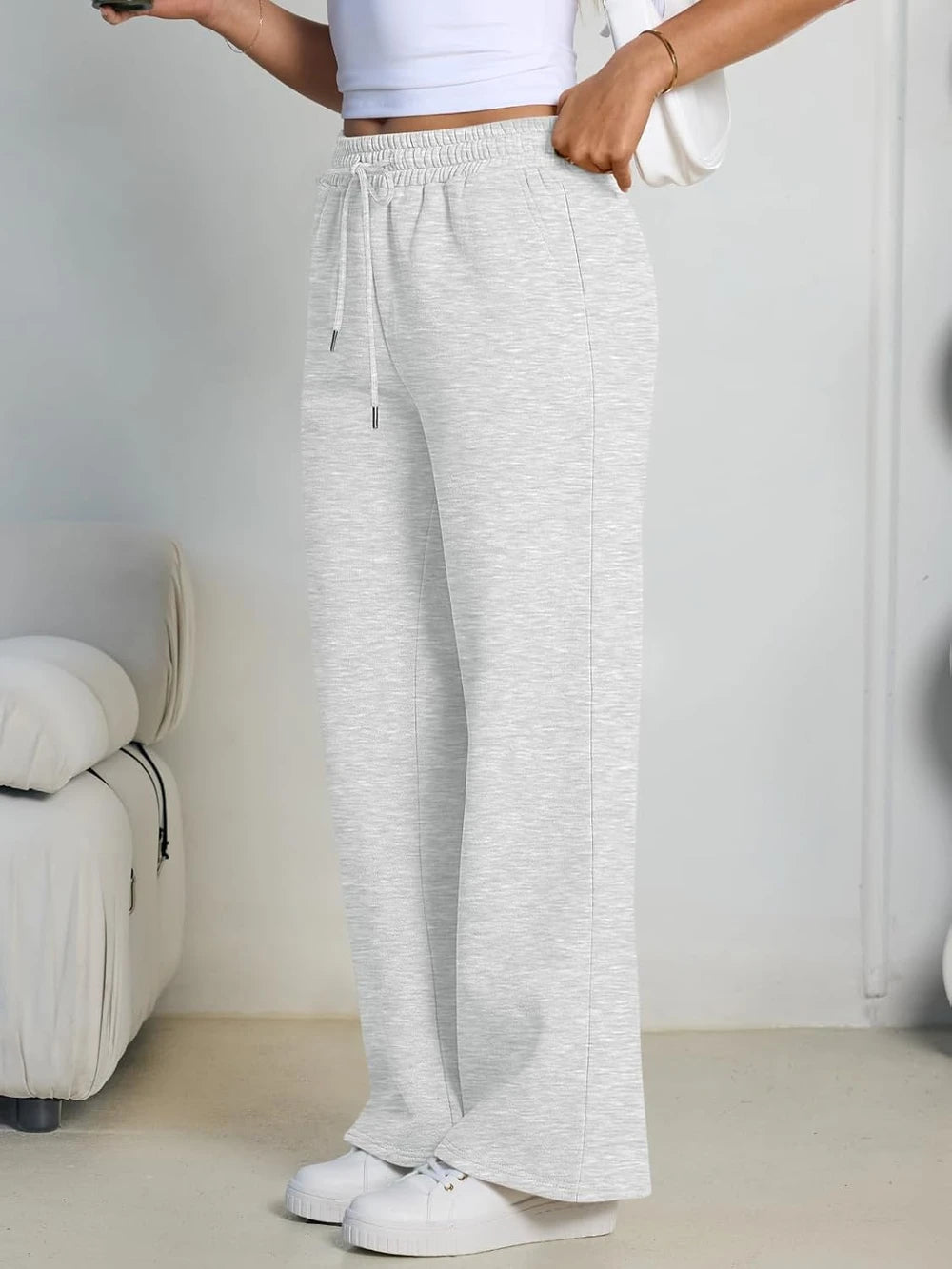 FLEECE LINED WIDE LEG SWEATPANTS - LET'S TALK COMFY