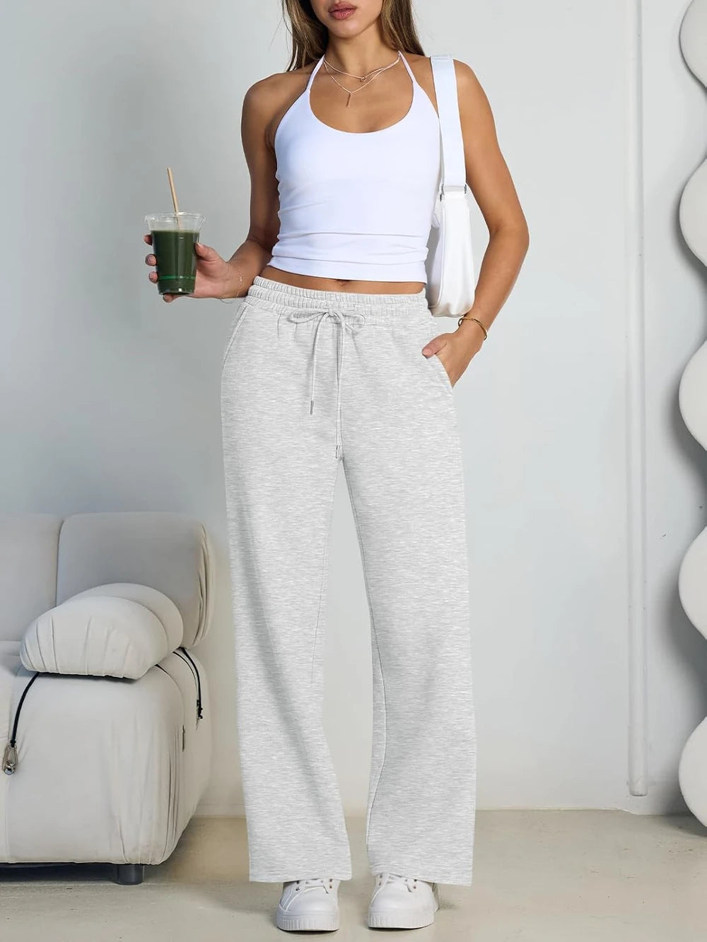 FLEECE LINED WIDE LEG SWEATPANTS - LET'S TALK COMFY