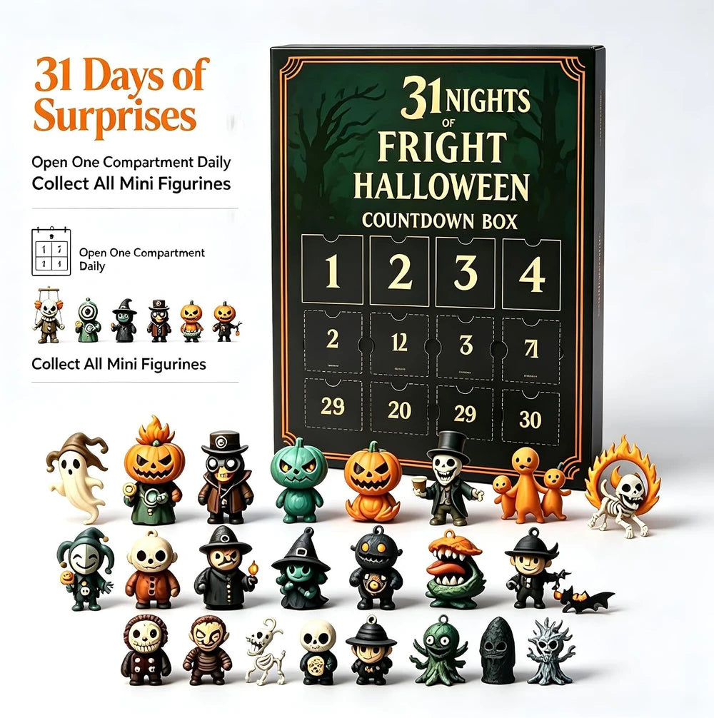 Countdown to Halloween night with this thrilling 31-day advent calendar packed with daily horror figurine surprises. Each day brings a new collectible to build anticipation for October 31st. Perfect for fans of all things spooky—from classic monsters to modern frights. An unforgettable gift for Halloween enthusiasts who crave year-round seasonal spirit and creative countdown fun.
