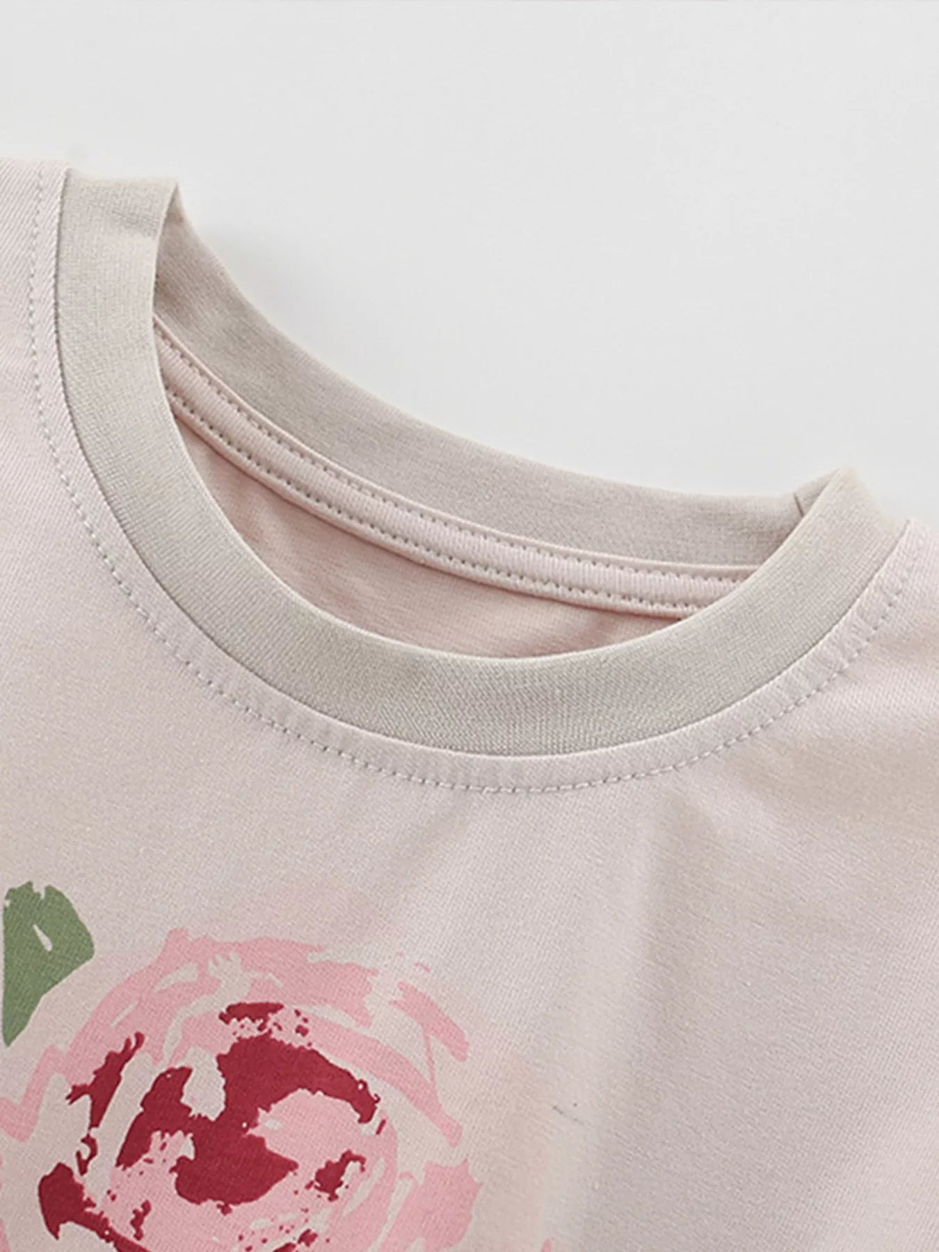 CHILDREN'S FLOWER ROUND NECK TEE AND SHORTS SET KIDS CLOTHING