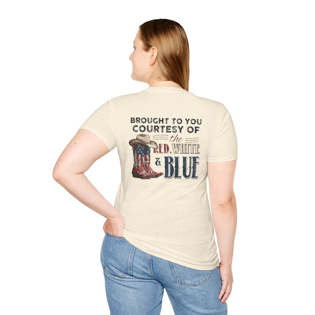 CUSTOM TSHIRT - "WE'LL PUT A BOOT IN YOUR ASS" AMERICAN FLAG COWBOY BOOTS PATRIOTIC TEE - FRONT AND BACK DESIGN T-Shirt