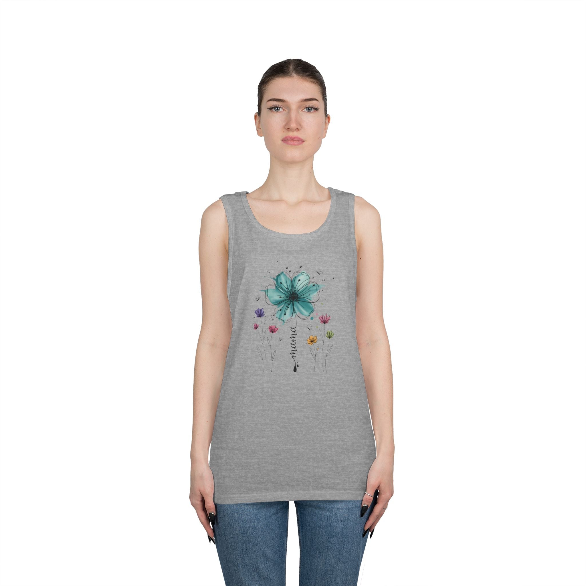 FLORAL DREAM TEAL LOTUS TANK Tank Top