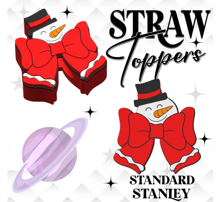 SNOWMAN BOW- 3D PRINTED STRAW CHARM