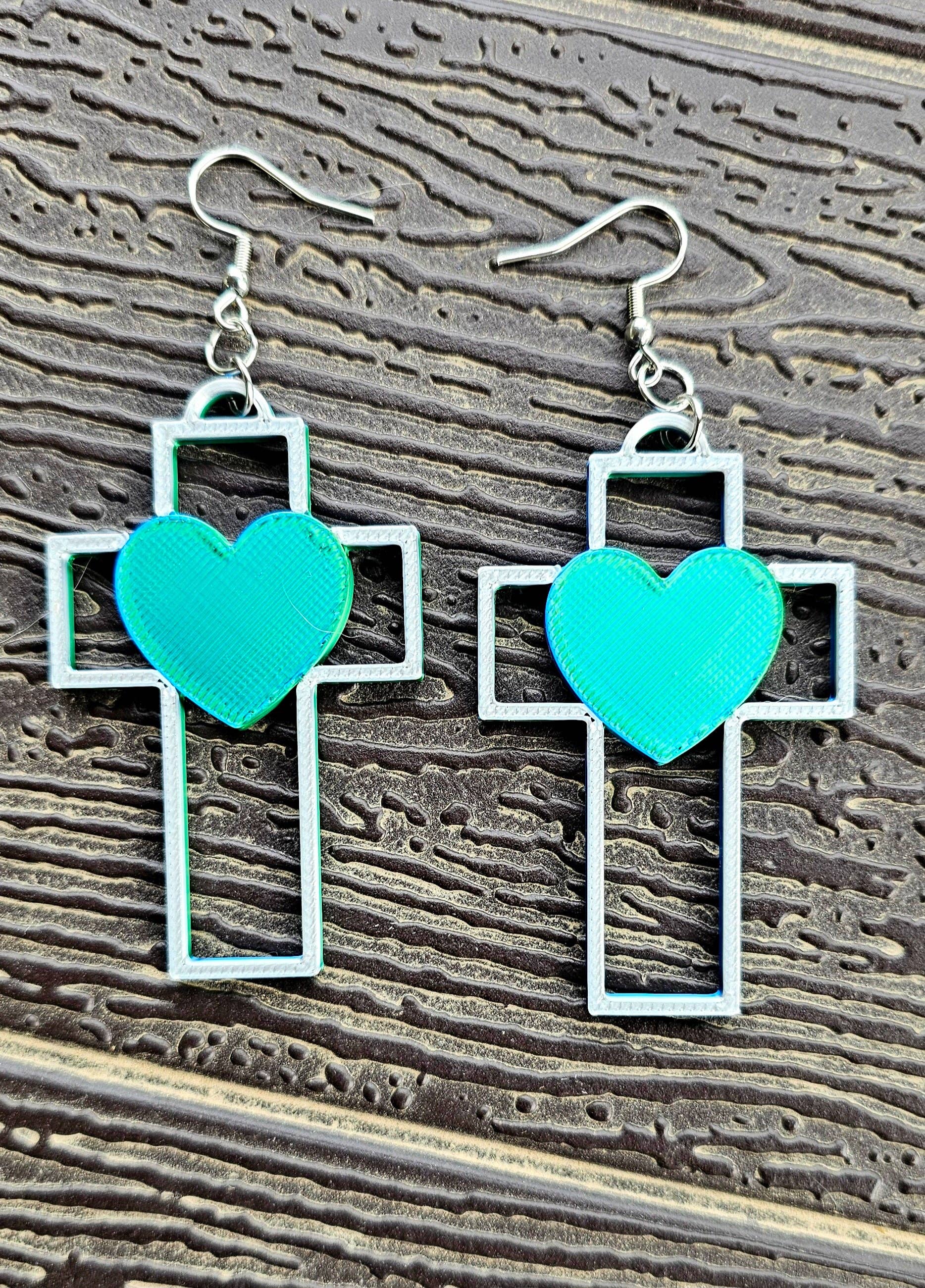 CROSS 3D printed earrings