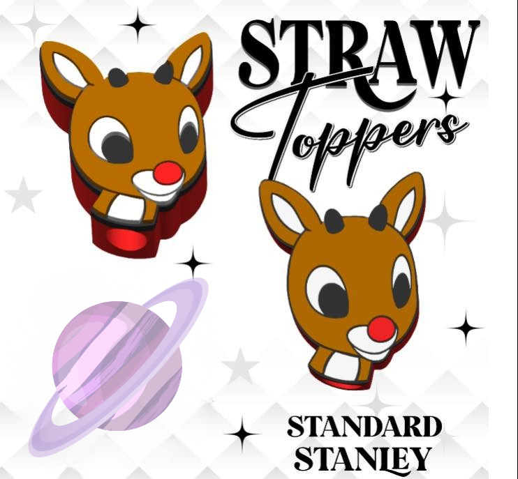 RED NOSE DEER- 3D PRINTED STRAW CHARM