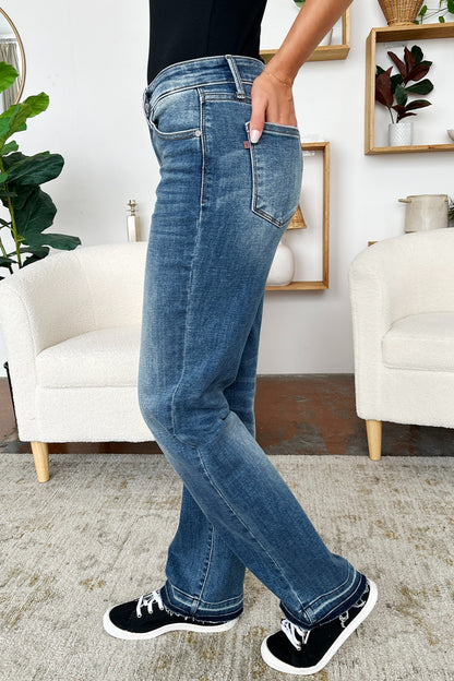 Judy Blue Mid Rise Release Hem Jeans